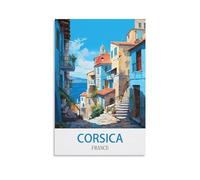 HNROJICO Poster de voyage vintage Corse France - Impression sur toile - Décoration murale pour chambre à coucher et salon - 20 x 30 cm
