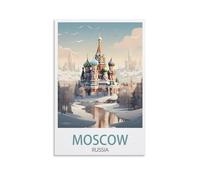 HNROJICO Poster de voyage vintage Moscou Russie - 20 x 30 cm - Impression sur toile - Décoration murale pour chambre à coucher et salon