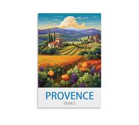 HNROJICO Poster de voyage vintage Provence France - 50 x 75 cm - Impression sur toile - Décoration murale pour chambre à coucher et salon