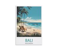 HNROJICO Poster de voyage vintage sur toile de Bali Indonésie - 40 x 60 cm - Décoration murale pour chambre à coucher et salon