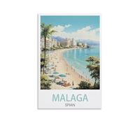 HNROJICO Poster vintage Costa Del Sol de Malaga - Paysage - 40 x 60 cm - Impression sur toile - Décoration murale pour chambre à coucher et salon