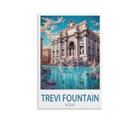 HNROJICO Poster vintage sur toile de Trevi avec fontaine de Rome - 20 x 30 cm - Décoration murale pour chambre à coucher, salon