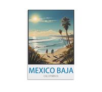 HNROJICO Poster vintage sur toile représentant le Mexique Basse-Californie - Décoration murale pour chambre à coucher et salon - 60 x 90 cm