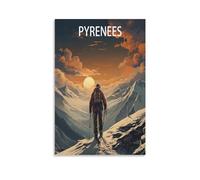 HNROJICO Poster vintage sur toile représentant le ski des Pyrénées - Décoration murale - Motif montagnes - 30 x 45 cm