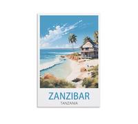 HNROJICO Zanzibar Tanzanie Poster vintage sur toile pour décoration de chambre à coucher et salon Motif plage 20 x 30 cm