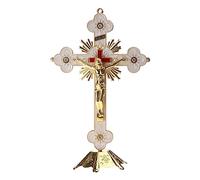 HNsdsvcd Crucifix religieux en métal sur pied Décoration vintage église chrétienne maison étagère Décorations de table Croix Décorations pour la maison