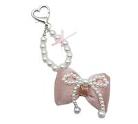 HNsdsvcd Élégant nœud papillon avec pendentif en fausses perles colorées pour femme et fille, accessoire de bijoux, sac à dos, sac à main, décoration