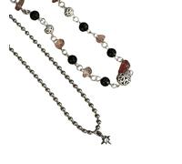 HNsdsvcd Lot de 2 colliers ras du cou rétro avec boucle de paix avec perles en pierre naturelle pour homme et femme