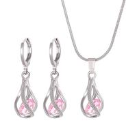 HNsdsvcd Parure de bijoux pour femme avec collier et boucles d'oreilles en oxyde de zirconium pour occasions spéciales