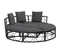 HNSMFPRE Lit de Salon Exterieur Poly Rotin Noir Modulaire avec Coussins | Structure en résine tressée durable, housses lavables, configuration flexible, entretien facile, usage extérieur prolongé
