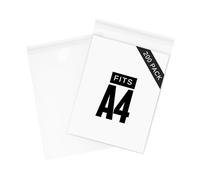 HNTR Lot de 200 sacs en cellophane A4 pour impressions d'art et documents | 218 × 300 mm | Bouclier de qualité supérieure 40 microns