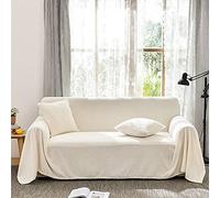 HNTYSM Couverture de Canapé à Couverture Complète, Housses de Canapé 1 Place Plaid Doux et Chaud Housse Canape Dangle, Jete de canape Grande Taille (200x150cm, Blanc)