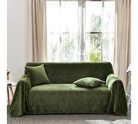 HNTYSM Couverture de Canapé à Couverture Complète, Housses de Canapé 2 Places Plaid Doux et Chaud Housse Canape Dangle, Jete de canape Grande Taille (200x230cm, Vert)