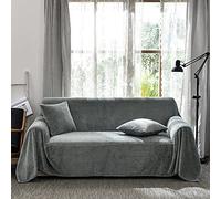 HNTYSM Couverture de Canapé à Couverture Complète, Housses de Canapé 3 Places Plaid Doux et Chaud Housse Canape Dangle, Jete de canape Grande Taille (200x300cm, Gris Clair)