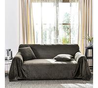 HNTYSM Couverture de Canapé à Couverture Complète, Housses de Canapé 3 Places Plaid Doux et Chaud Housse Canape Dangle, Jete de canape Grande Taille (200x300cm, Gris foncé)