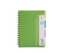 HNULGVI cahier à spirale Carnet de notes à spirales ligné de 96 feuilles avec 4 intercalaires, format A4/A5(Green-A5)