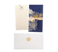HNULGVI Carte Invitation Mariage Carte d'invitation de mariage découpée au Laser, cartes vœux personnalisées avec cœur d'amour ruban, fournitures réception, 5/10 pièces Universel(One Set Blue,10pcs)
