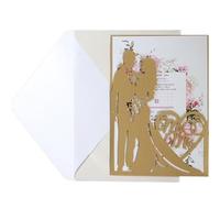HNULGVI Carte Invitation Mariage Carte d'invitation de mariage for les mariés, 25 pièces, carte vœux en forme cœur d'amour, fournitures décoration for fête la saint-valentin Universel(Gold set)