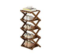 HNULGVI Etagere A Chaussures Étagère à Chaussures Pliante en Bambou, Peu encombrante, en Bois, étagère d'angle for entrée, Construction Stable, Armoire de Grande capacité(Coffee Five Layers)
