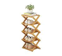 HNULGVI Etagere A Chaussures Étagère à Chaussures Pliante en Bambou, Peu encombrante, en Bois, étagère d'angle for entrée, Construction Stable, Armoire de Grande capacité(Wooden Five Layers)