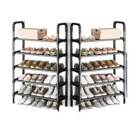 HNULGVI Etagere A Chaussures Étagère à Chaussures surélevée en métal for Salon, Meuble de Rangement Multifonctionnel, Gain de Place, Noir(5 Layers 2pcs)