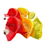 HNULGVI éVentail De Soie Danse Enfant Femmes Venche Danse Ventilateur 1 Paire Gradient Couleur Dancer Pratique Longue Imitation Soie Ventilateurs de Soie pour la Fête(12,1 pair-180x90cm)