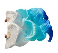 HNULGVI éVentail De Soie Danse Enfant Femmes Venche Danse Ventilateur 1 Paire Gradient Couleur Dancer Pratique Longue Imitation Soie Ventilateurs de Soie pour la Fête(2,1 pair-210x90cm)