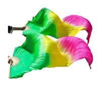 HNULGVI éVentail De Soie Danse Enfant Femmes Venche Danse Ventilateur 1 Paire Gradient Couleur Dancer Pratique Longue Imitation Soie Ventilateurs de Soie pour la Fête(18,1 pair-210x90cm)