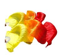 HNULGVI éVentail De Soie Danse Enfant Femmes Venche Danse Ventilateur 1 Paire Gradient Couleur Dancer Pratique Longue Imitation Soie Ventilateurs de Soie pour la Fête(13,1 pair-180x90cm)