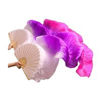 HNULGVI éVentail De Soie Danse Enfant Femmes Venche Danse Ventilateur 1 Paire Gradient Couleur Dancer Pratique Longue Imitation Soie Ventilateurs de Soie pour la Fête(21,1 pair-210x90cm)