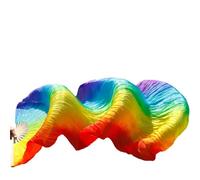 HNULGVI éVentail De Soie Danse Éventails de Voile Danse du Ventre en Soie véritable, 1 Paire/1 pièce, Bambou Teint à la Main, Long éventail, Vraie pour la Fête(13,1pc Right hand-120cm)