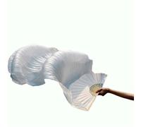 HNULGVI éVentail De Soie Danse Éventails de Voile Danse du Ventre en Soie véritable, 1 Paire/1 pièce, Bambou Teint à la Main, Long éventail, Vraie pour la Fête(4,1pair realsilk 150cm)