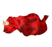 HNULGVI éVentail De Soie Danse Éventails de Voile Danse du Ventre en Soie véritable, 1 Paire/1 pièce, Bambou Teint à la Main, Long éventail, Vraie pour la Fête(19,1pair realsilk180cm)