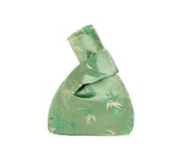 HNULGVI Sac à Poignet Noué Mini pochette de poignet for femmes, sac brodé feuilles, nœud, poignée supérieure, porte-clés, à main en Satin doux for téléphone Portable, acheteur Portable(Color-A)