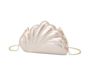 HNULGVI Sac En Coquillage Sac classique en forme d'éventail, couleur perle, sac à main, de soirée, bandoulière chaîne, simple pour la Fête(Color 1)