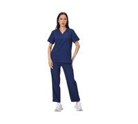 HNULGVI Tenue InfirmièRe Uniformes Hommes Femmes Vêtements d'infirmière Beauté Infirmière Blouses Ensembles Médecin Dentiste de Travail Clinique Hauts Pantalons(Dark Blue,L)