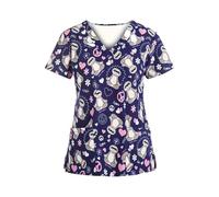 HNULGVI Tenue InfirmièRe Vêtements de Lavage des Mains à Manches Courtes for Bloc opératoire, Hauts for Femmes, Salopettes, Blouses d'infirmière et Chirurgien(Color6,2XL)