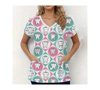 HNULGVI Tenue InfirmièRe Vêtements de Lavage des Mains à Manches Courtes for Bloc opératoire, Hauts for Femmes, Salopettes, Blouses d'infirmière et Chirurgien(Color30,M)