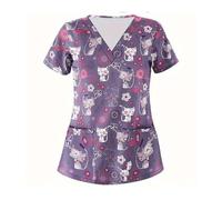 HNULGVI Tenue InfirmièRe Vêtements de Lavage des Mains à Manches Courtes for Bloc opératoire, Hauts for Femmes, Salopettes, Blouses d'infirmière et Chirurgien(Color39,M)