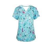 HNULGVI Tenue InfirmièRe Vêtements de Lavage des Mains à Manches Courtes for Bloc opératoire, Hauts for Femmes, Salopettes, Blouses d'infirmière et Chirurgien(Color37,XL)