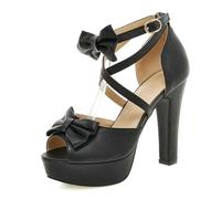 HNVAVQ Escarpins à Bride de Cheville avec Nœud - Talon 12cm et Plateau - Sandales Sexy de Cérémonie pour Femmes