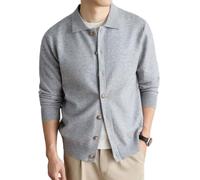 HNVAVQ Gilet Homme 100% Cachemire Cardigan à Col Boutonné Pull Casual Chic | Pur cachemire, doux, chaud et respirant, poignets côtelés, mode hivernale confortable, cadeau élégant