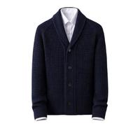 HNVAVQ Gilet Homme 100% Cachemire Col Châle Cardigan Tricot | 100% pure cachemire, col châle élégant, pull tricot, fermeture boutons, doux et chaud, idéal style business chic