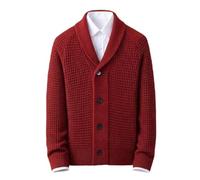 HNVAVQ Gilet Homme 100% Cachemire Col Châle Cardigan Tricot | 100% pure cachemire, col châle élégant, pull tricot, fermeture boutons, doux et chaud, idéal style business chic