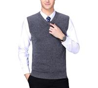 HNVAVQ Gilet pour Hommes 100% Cachemire col en V - Pull Tricot Doux et léger sans Manches pour Le Travail et Les Loisirs