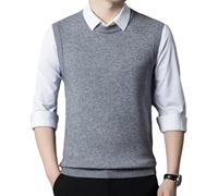 HNVAVQ Gilet Pull 100% Cachemire pour Homme, Pull tricoté sans Manches