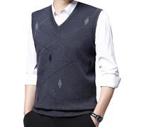 HNVAVQ Gilet Pull pour Homme 100% Cachemire, col en V Classique, sans Manches, tricoté, Chaud,Automne-Hiver