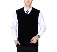 HNVAVQ Gilet tricoté pour Hommes col en V 100% Cachemire, Pull sans Manches