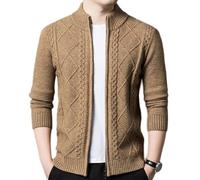 HNVAVQ Homme Cardigan zippé, 100% Cachemire, Manches Longues,Pull Fermeture éclair col Montant