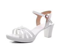 HNVAVQ Sandales à Plateforme Femme Talons Hauts Carrés Escarpins Bout Ouvert Chaussures à Plateau Cérémonie